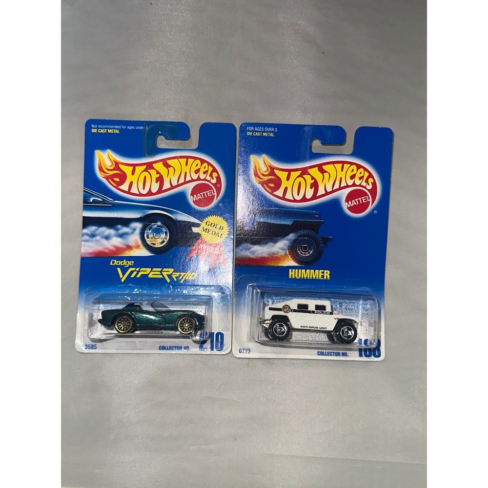 Hot Wheels Dodge Viper RT/10 Green 210 and Hummer Police 188 Diecast Lot of 2